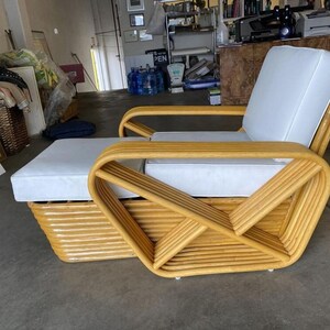 Restored Six-Strand Square Pretzel Rattan Chaise Lounge Chair image 9