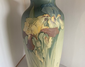 Antique Art Nouveau Hand-Painted Floral Pottery Vase by Weller