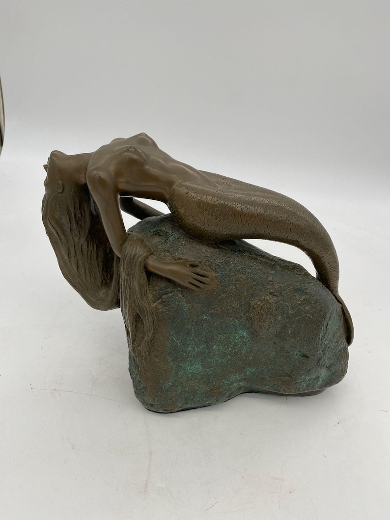 Bronze Mermaid Siren Statue on Beach Rock by James Siebert image 2