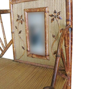 Restored Vintage Bamboo Six-Tier Hallway Shelf With Vanity Mirror image 6