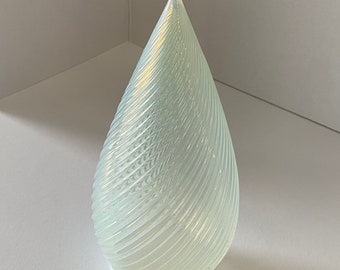 1960s Vintage Opalescent Swirl Glass Teardrop Bullet Ceiling Light Shade/ Globe with Silver Fitter