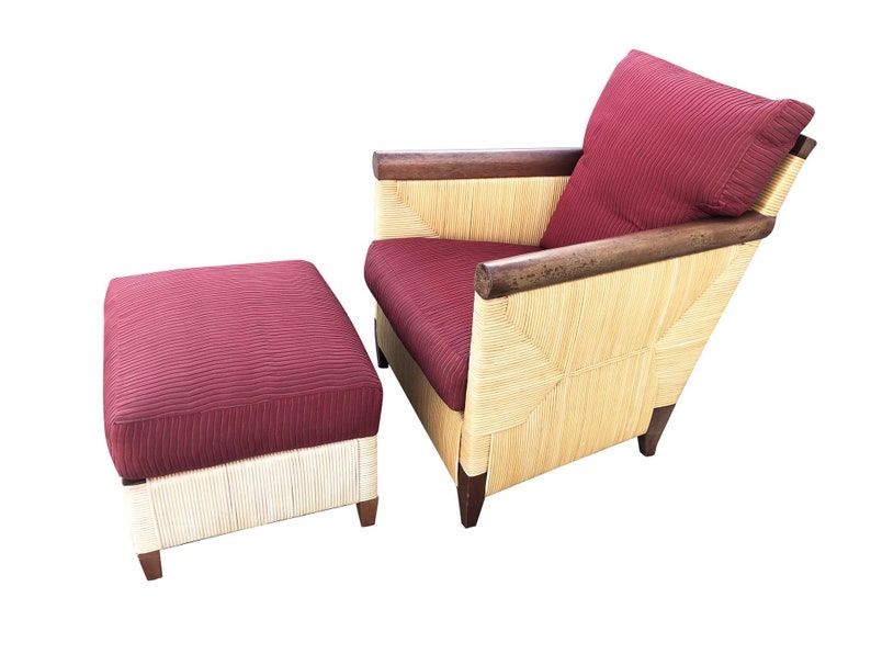 Donghia Rattan Lounge Chair & Ottoman by John Hutton, The Merbau Collection image 1
