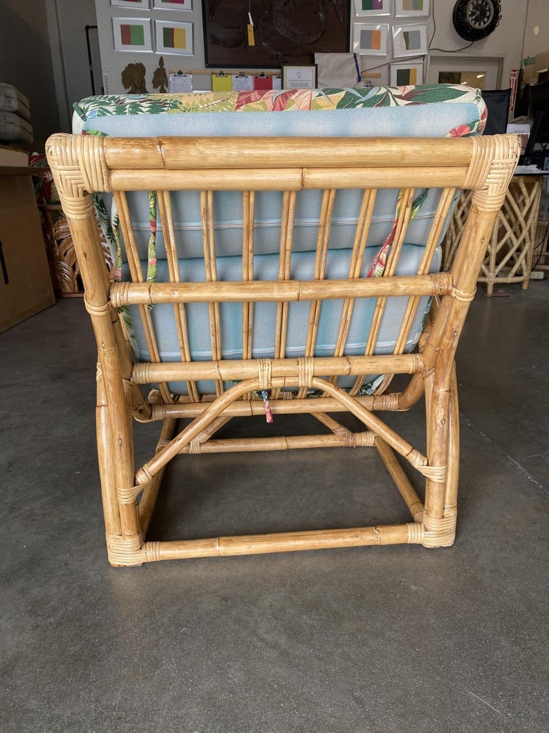 Restored Two-Strand Half Moon Rattan Cup Seat Lounge Chair image 9