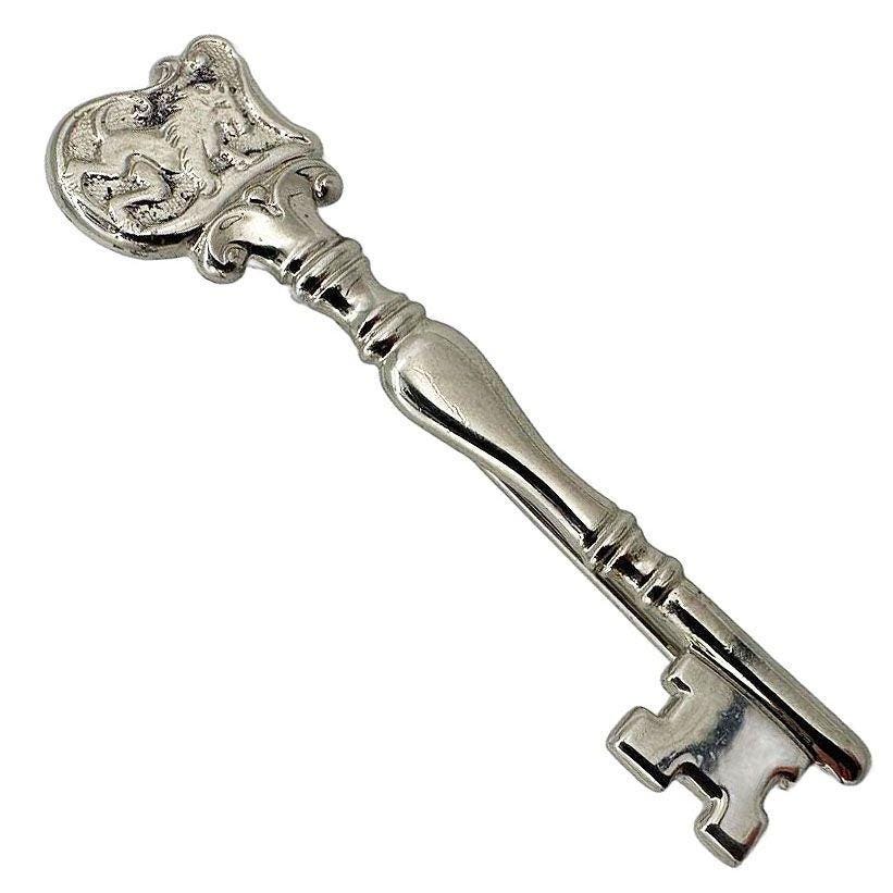 Sterling Silver Rampant Lion Skelton Key Brooch Pin by Towle