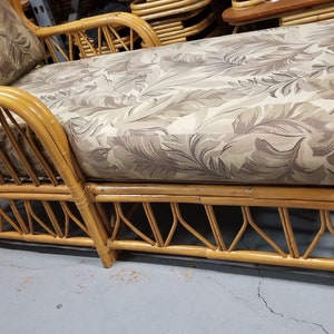Restored Rattan Three-Strand Arms Chaise Lounge with Reed Rattan Sides image 5