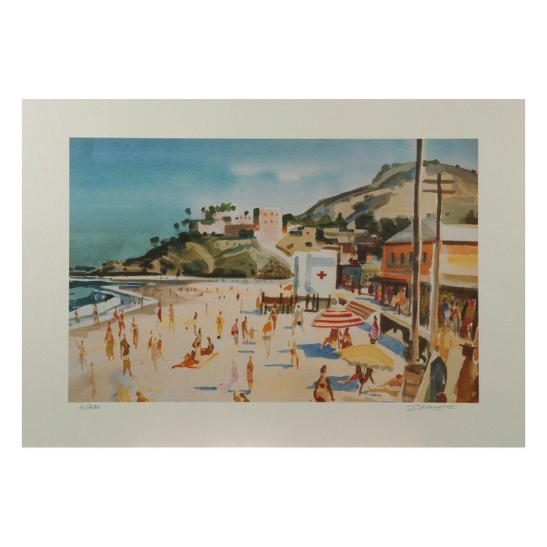 Milford Zornes Main Beach Laguna Lithograph Print Limited 62 of 250 Signed image 1