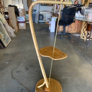 Restored Googie Asymmetric Pole Floor Lamp w/ Side Table & Fiberglass Shade image 6