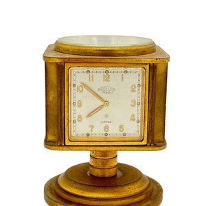 Swiss Brass Art Deco Desk Clock Weather Station by Angelus Meteo image 1