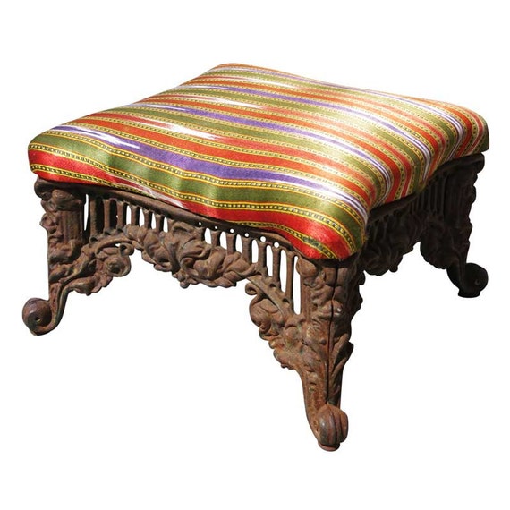 Vintage Victorian Style Iron Queen Anne Ottoman Etsy UK