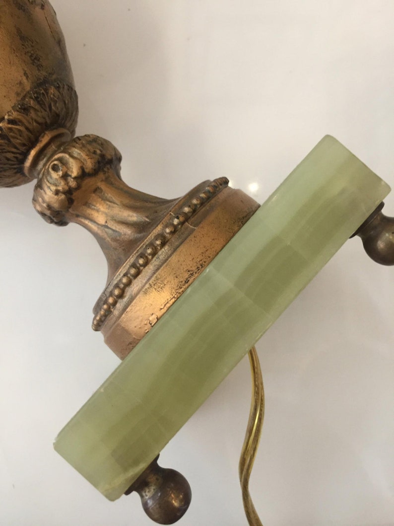 Hollywood Regency Style Goldtone Spelter Urn Table Lamp on Marble Base image 2