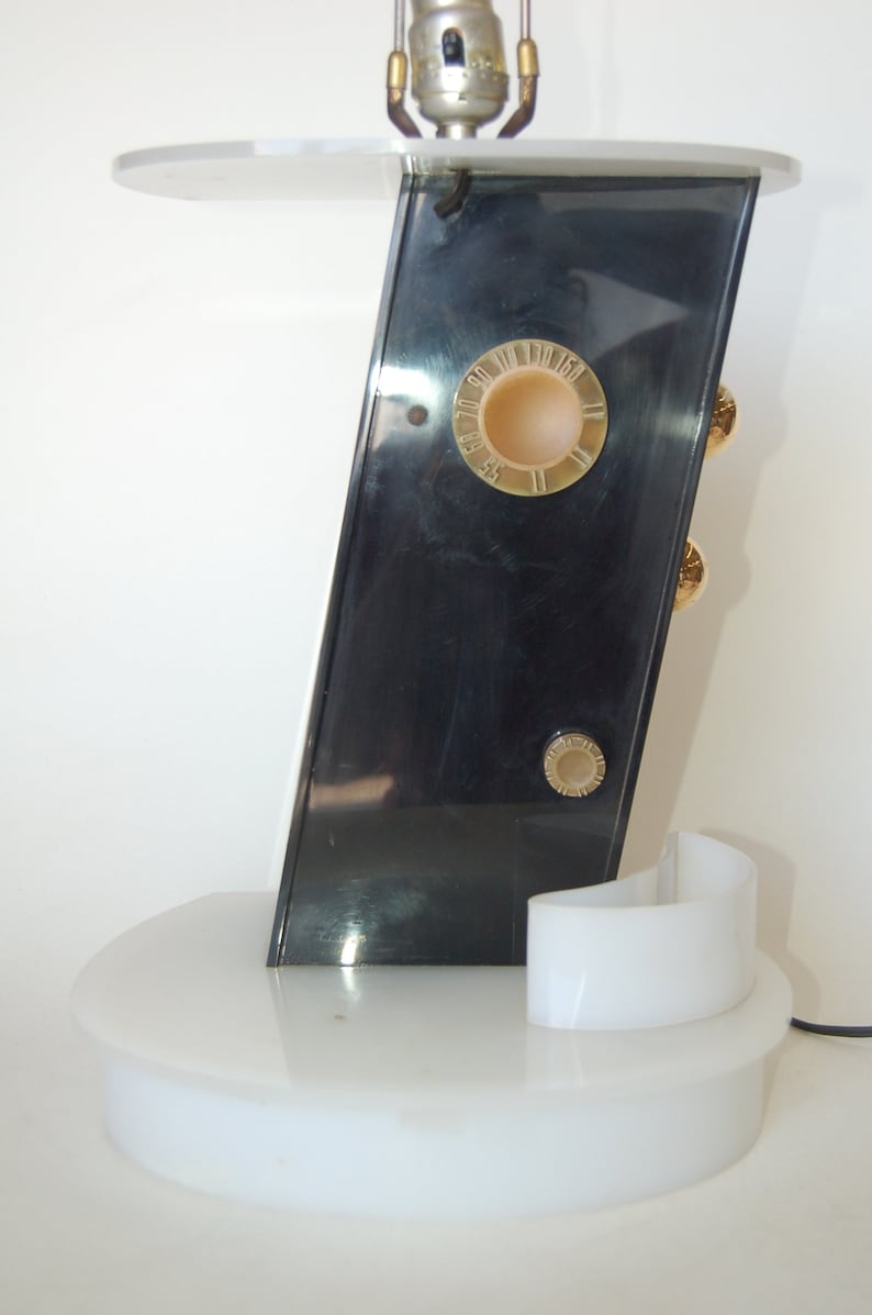 Rare Mid Century Lucite Radio Table Lamp by Moss Lighting Etsy