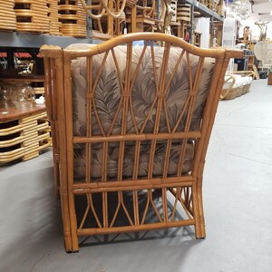 Restored Rattan Three-Strand Arms Chaise Lounge with Reed Rattan Sides image 9