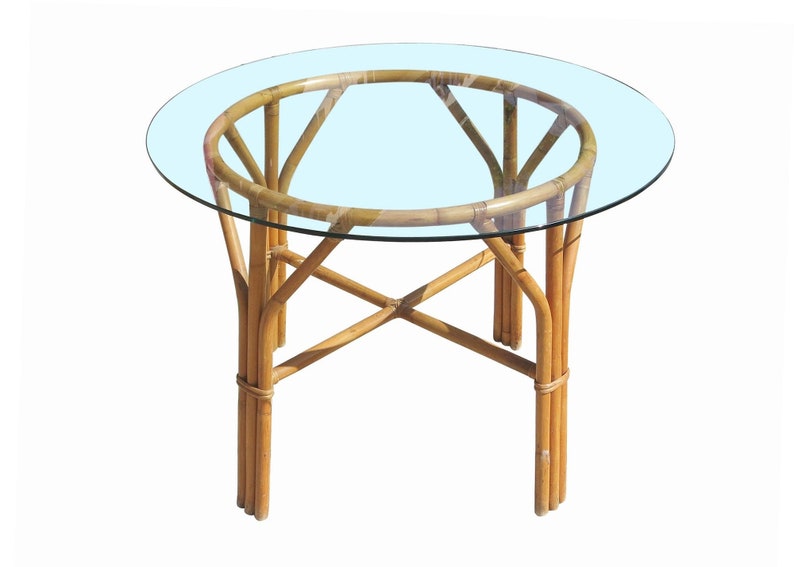 Restored Mid-century Rattan Table with Chairs Dining Set image 2