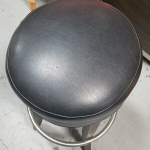 Black Leather Bar Stools with Chrome Foot Rests image 5