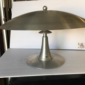 Art Deco Style Machine Age Table Lamp w/ Large 23 Spun Aluminum Shade image 1