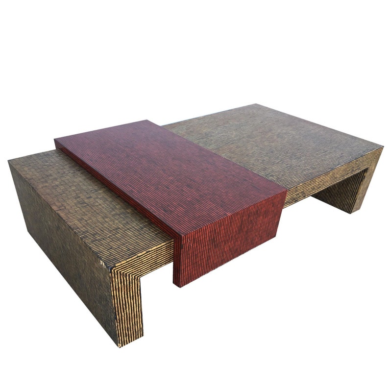 Two-Tone Cubist Style Side Table And Coffee Table Set image 2