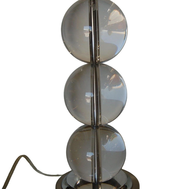 Large Stacked Three Large Crystal Ball Table Lamp image 4