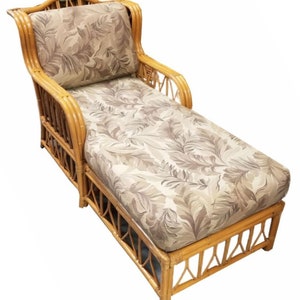 Restored Rattan Three-Strand Arms Chaise Lounge with Reed Rattan Sides image 1