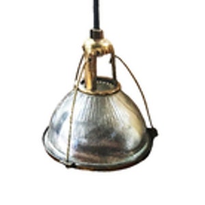 Rare Brass Plated Holophane Industrial Hanging Pendant Light image 1