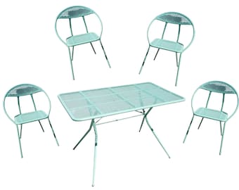 Mid-Century Folding Patio Dining Table and Chairs