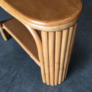 Restored Rattan Wedge Drinks Table with Two-Tier Mahogany Tops image 6