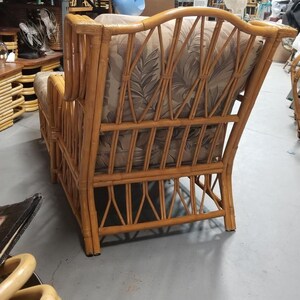 Restored Rattan Three-Strand Arms Chaise Lounge with Reed Rattan Sides image 4