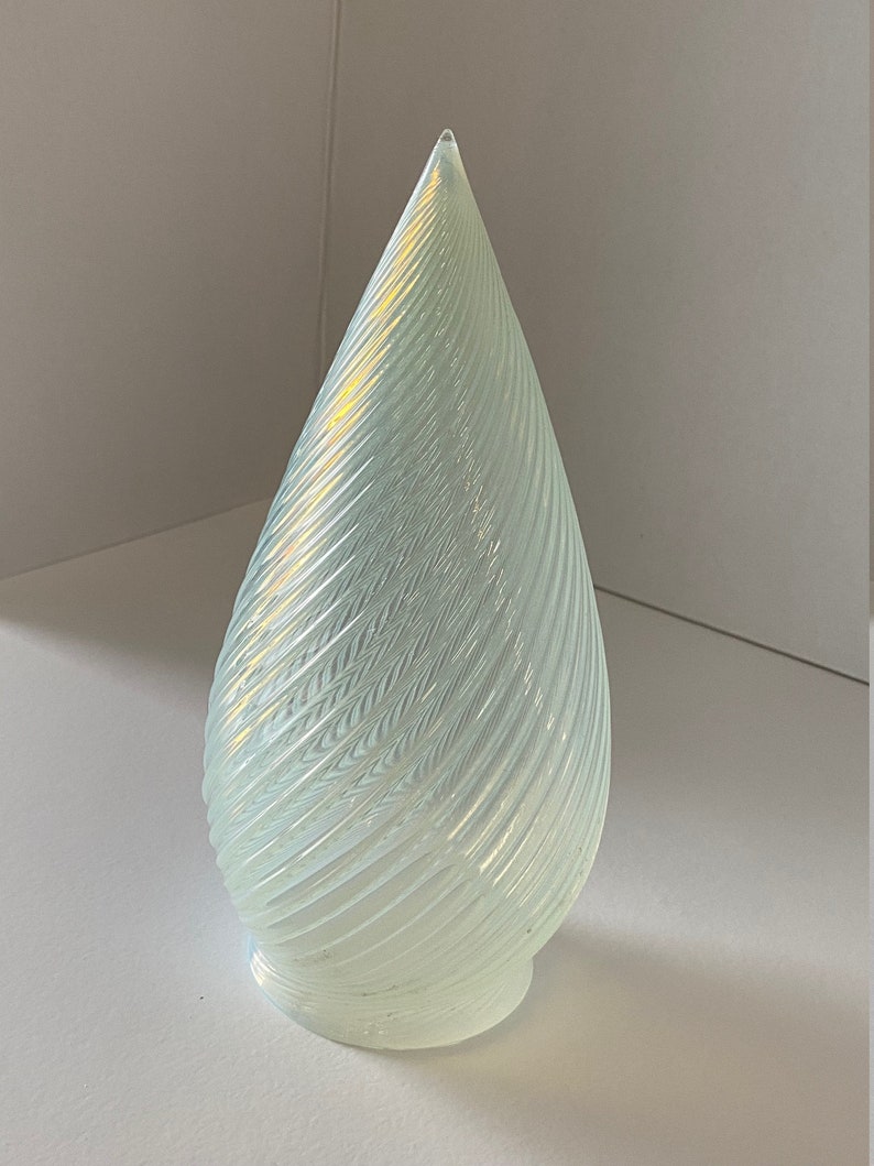 1960s Vintage Opalescent Swirl Glass Bullet Ceiling Light Shade/ Globe with Silver Fitter image 3