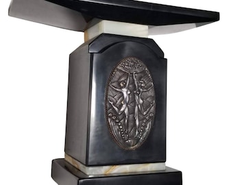 Art Deco Pedestal in Black Marble with Dancers in the style of Demetre Chiparus