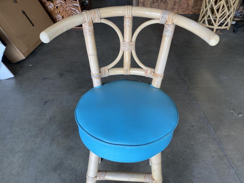 Restored Rattan Bar Stools with Hour Glass Seat Back, Set of 6 image 6