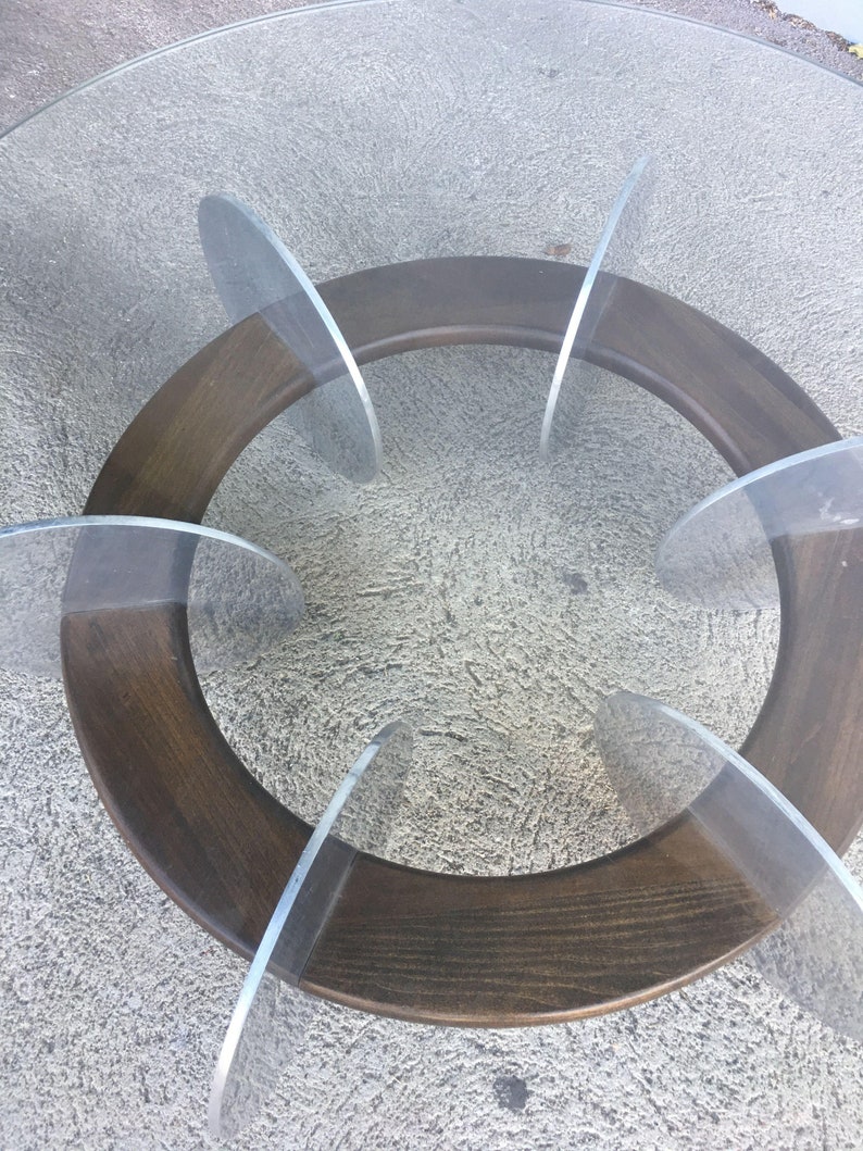 Knut Hesterberg inspired Round Walnut and Stainless Steel Coffee Table image 6