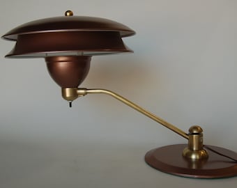 Art Deco Desk Lamp w/ Large 13" Double Saucer Shade by Art Specialty Co.