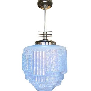 Streamline Ceiling Pendant with Blue Glass Stepped Glass Globe, 5 Avail. image 1