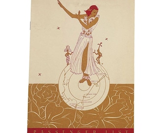 1938 SS Mariposa Artwork by Frank Mcintosh Guest List for Matson Lines