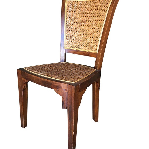 High Style Mid Century Mahogany Dining Chair w/ Woven Wicker Seat