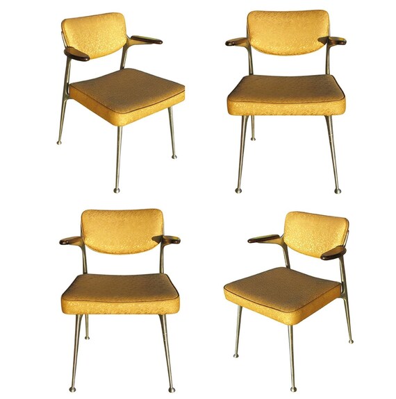 Rare Set Of Four Aluminum Gazelle Armchairs By Shelby Williams Etsy