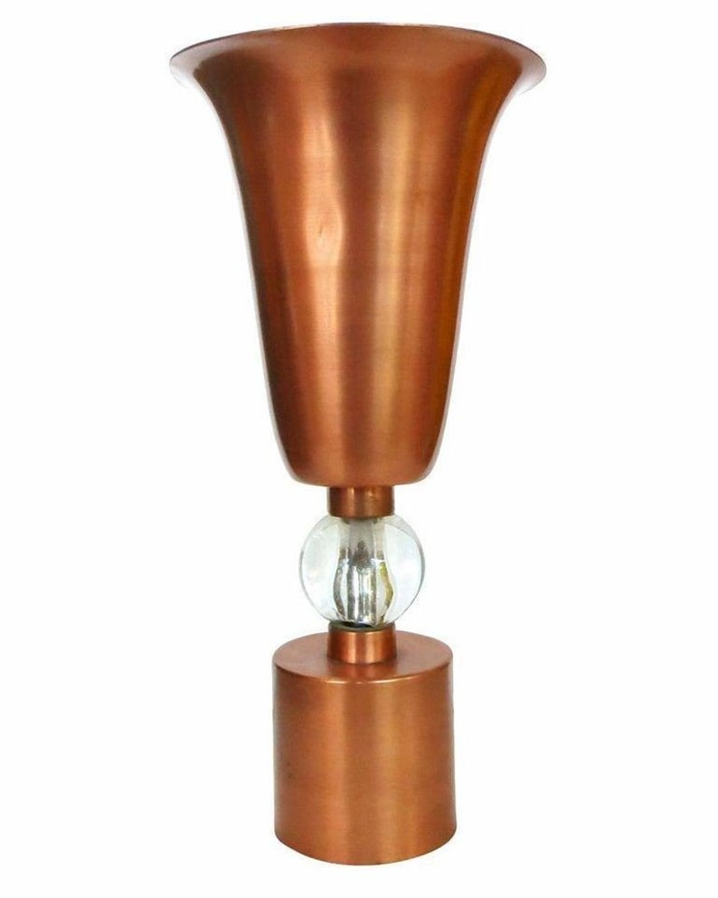 Copper Mid-Century Torchière Table Lamps, Pair image 4