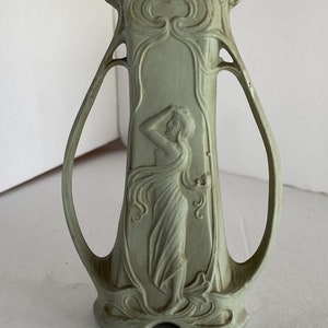 Schafer Vater German Bisque Green Jasperware Art Nouveau Maiden Bud Vase image 4