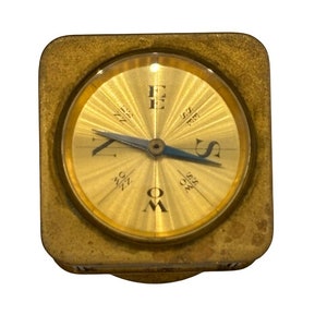 Swiss Brass Art Deco Desk Clock Weather Station by Angelus Meteo image 2