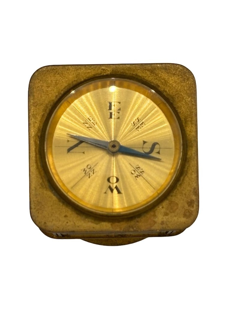 Swiss Brass Art Deco Desk Clock Weather Station by Angelus Meteo image 2