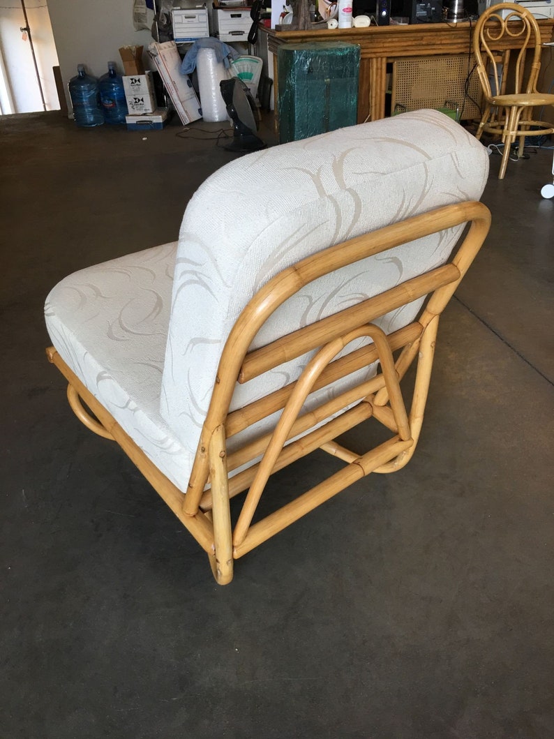Restored Floating Rattan Lounge Chair in the Style of Paul Frankl image 6