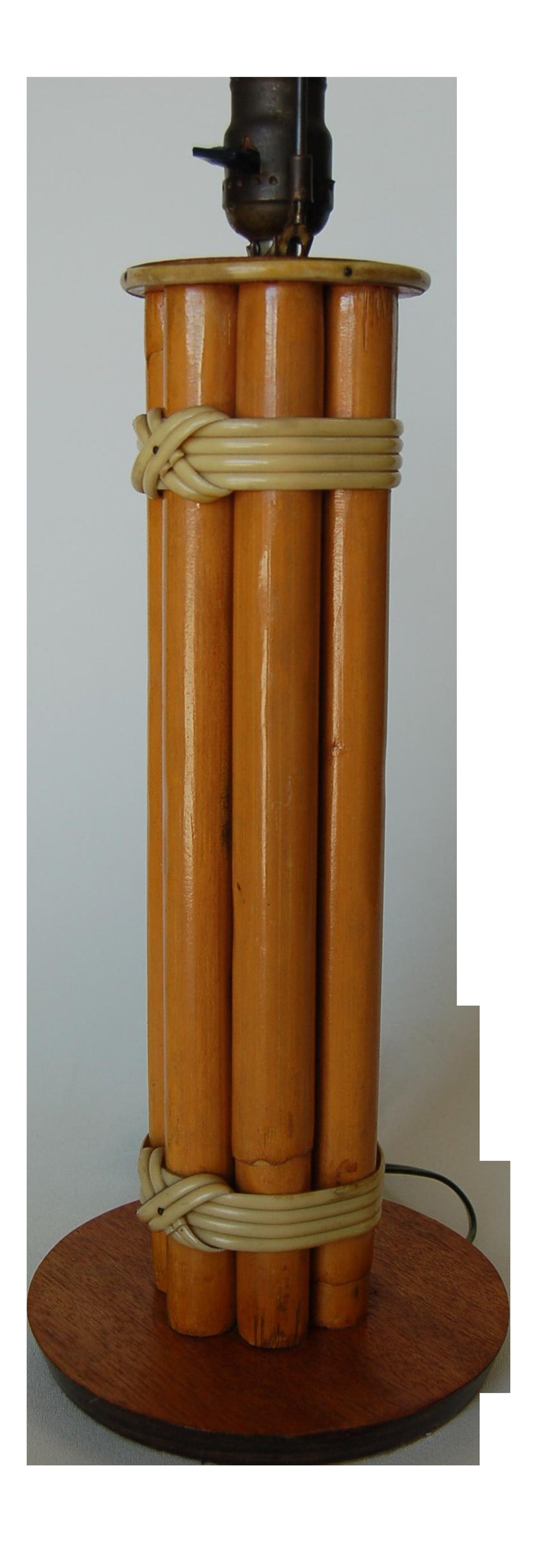 Restored Eight Rattan Pole Table Lamp W/ Wood Base - Etsy