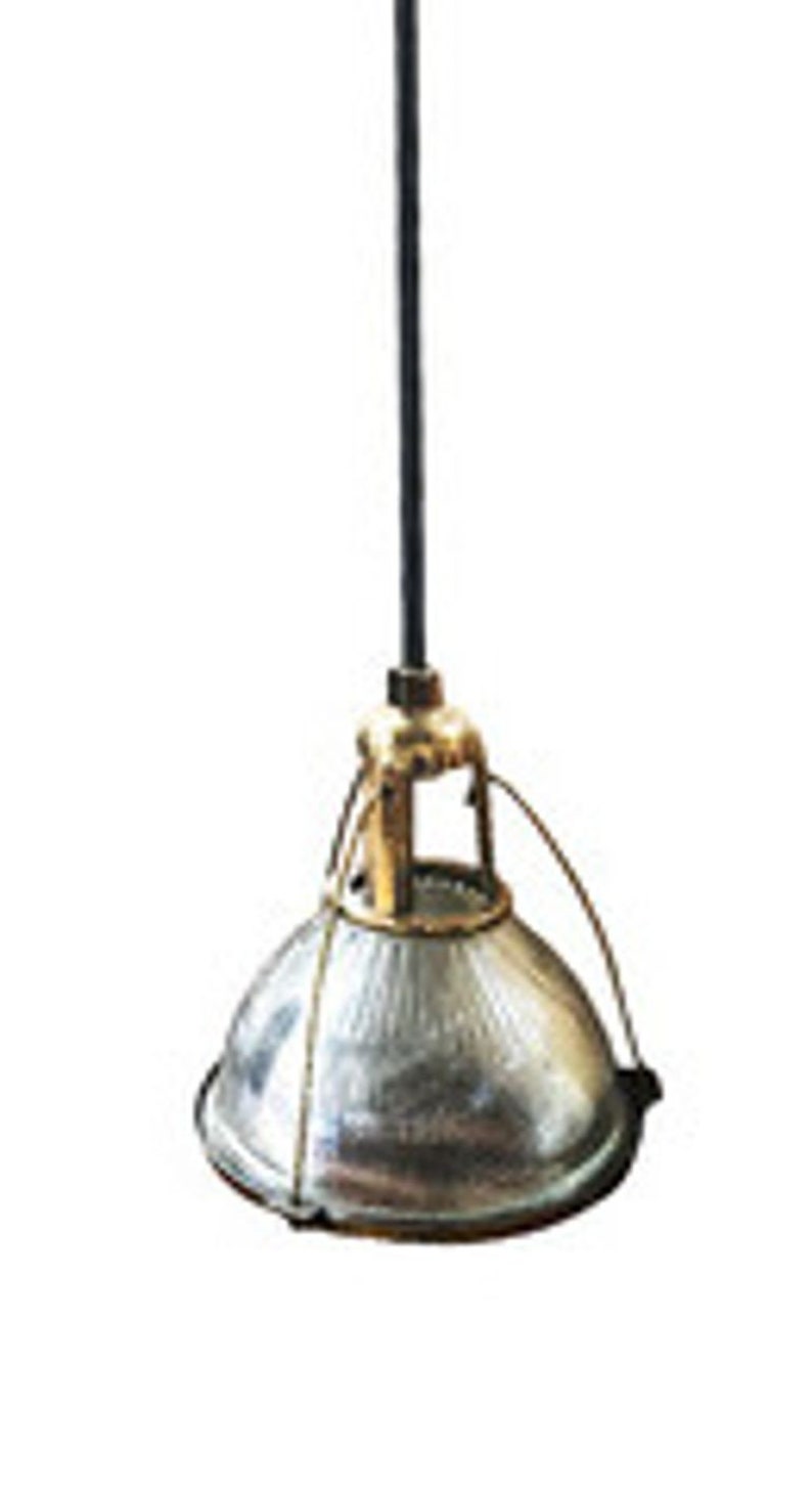 Rare Brass Plated Holophane Industrial Hanging Pendant Light image 2