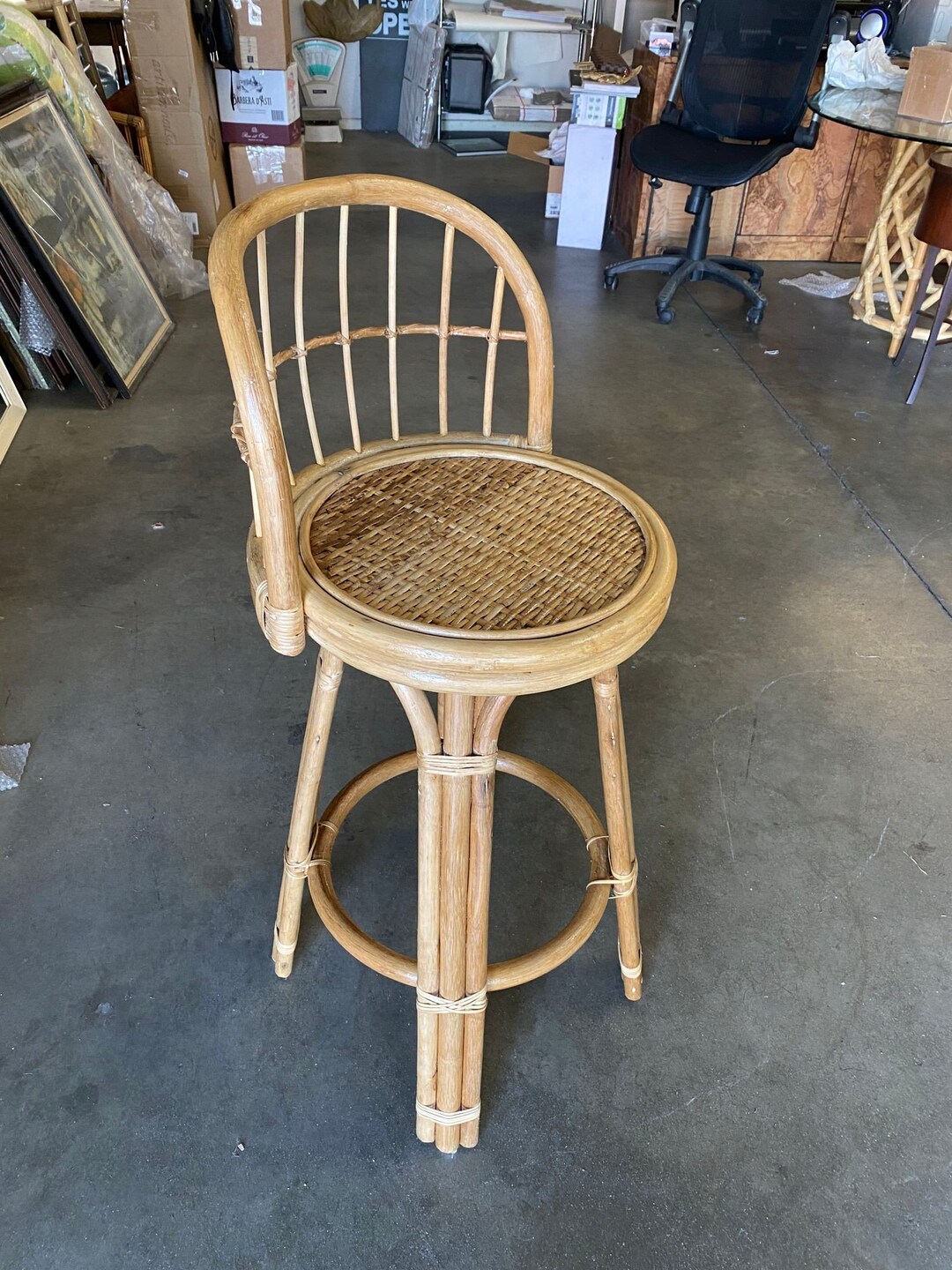 Restored 3-strand Rattan Bar Stool W/ Stick Reed Rattan Back - Etsy