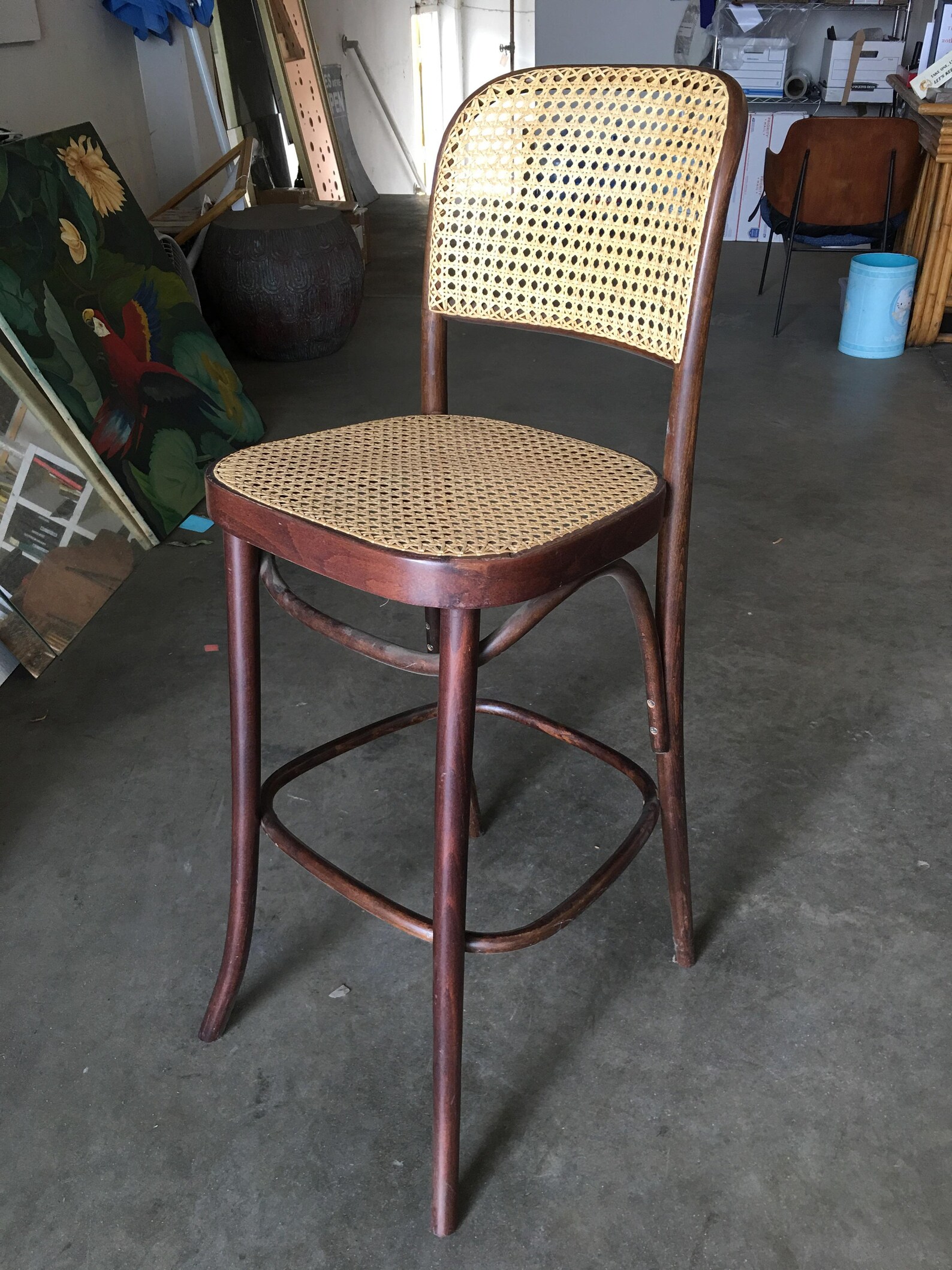 Number 811 Bentwood Bar Stool W/ Wicker Seat, Set of Four Etsy