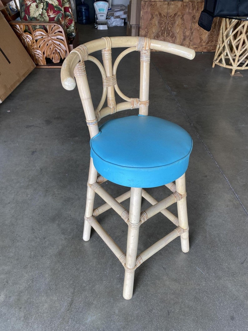 Restored Rattan Bar Stools with Hour Glass Seat Back, Set of 6 image 3