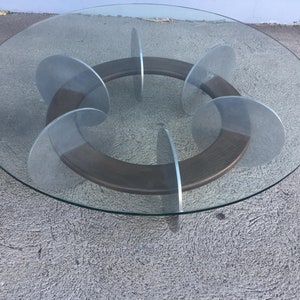 Knut Hesterberg inspired Round Walnut and Stainless Steel Coffee Table image 1