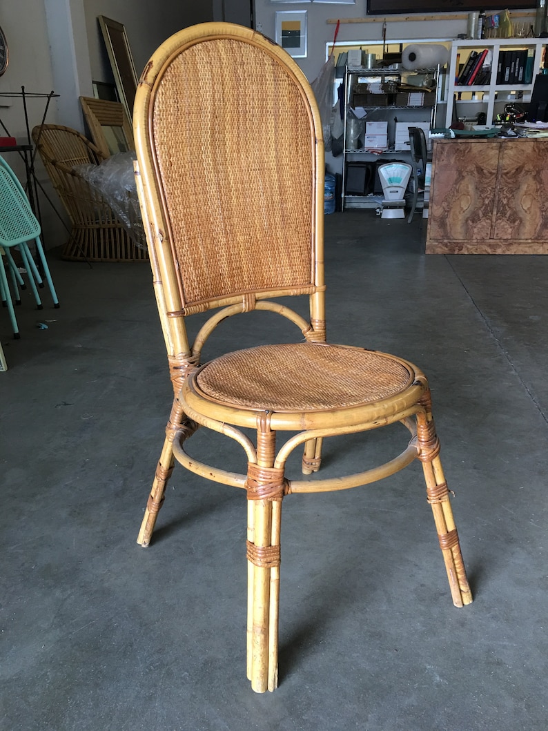 Restored Rattan Side Chair W/ Large Wicker Fan Back and Seat Etsy