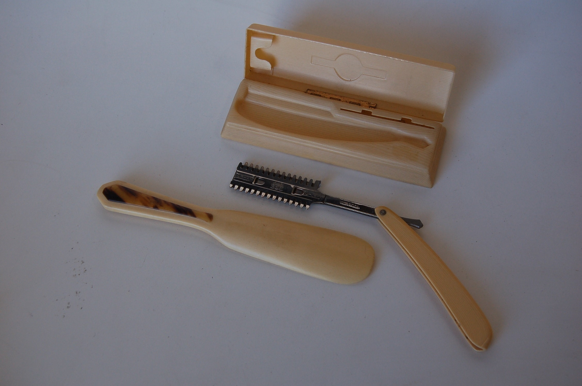 Antique 1920's Durham Duplex Straight Razor French Ivory Celluloid - Etsy