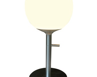 Modern White Globe Lamp with Chromed Steel Base