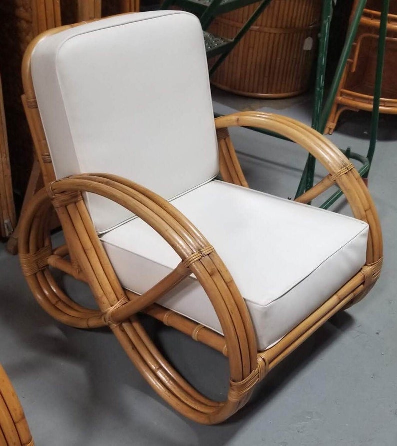 Restored Rattan Three-Strand Full Pretzel Lounge Chair and Three-Seat Sofa Set image 9